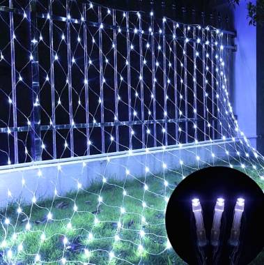 Χριστουγεννιάτικα LED Λαμπάκια Δίχτυ Ψυχρό με Διαφανές Καλώδιο 3m x 2m