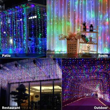 Χριστουγεννιάτικη Κουρτίνα 3x3m RGB Πολύχρωμος Φωτισμός 320 LED Λαμπάκια