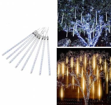Χριστουγεννιάτικη LED Βροχή Μετεωριτών 8τμχ x 80cm (Λευκό Ή Θερμό)