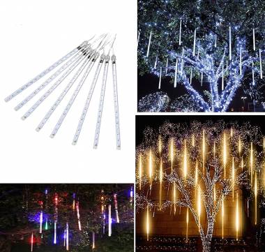 Χριστουγεννιάτικη LED Βροχή Μετεωριτών 8τμχ x 50cm (Λευκό,Θερμό,RGB)