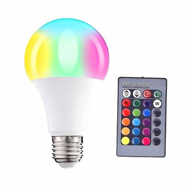 LED RGBW Ε27 λάμπα 16 χρωμάτων με τηλεχειριστήριο AC85-265V - Remote control LED colorful lamp