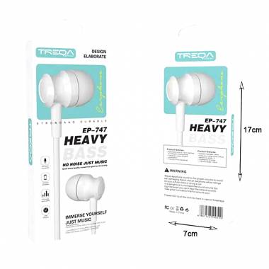 Treqa Ενσύρματα Ακουστικά με Βύσμα 3.5mm EP-747 - In-ear Handsfree Heavy Bass Earphones