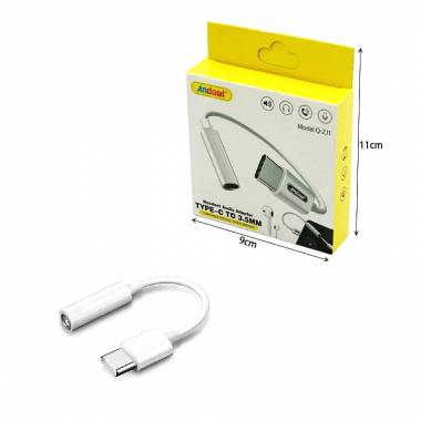 Andowl Μετατροπέας USB-C male σε 3.5mm female Λευκό Q-ZJ1 - Type-C male - 3.5mm Audio Jack female Cable