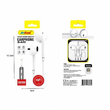 Andowl Ενσύρματα Ακουστικά με Σύνδεση Lightning Q-A49 - Clear Sound Earphone