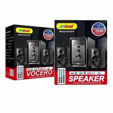 Andowl Ηχεία Υπολογιστή 2.1 1000W PMPO με USB, Micro SD, Bluetooth, Χειριστήριο Q-YX107T - Multimedia Speaker System