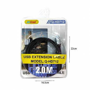 Andowl Καλώδιο επέκτασης USB 2m Q-HD1712 - USB Extension cable