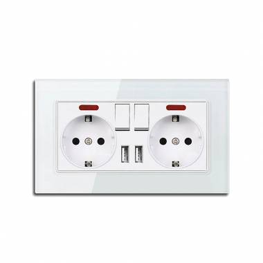 Πρίζα τοίχου εντοιχιζόμενη με 2 Θύρες USB λευκό - Wall switch