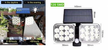 Ηλιακός Προβολέας Led με Αισθητήρα Κίνησης 120 smd led JD-2108