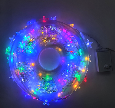 Χριστουγεννιάτικα Λαμπάκια 40M Ρολό 200LED Πολύχρωμα με Πεντάκτινα Αστέρια