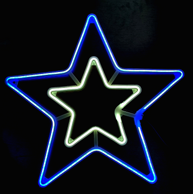 Χριστουγεννιάτικο Αδιάβροχο Led Αστέρι 58cmX58cm Μπλε με Λευκό