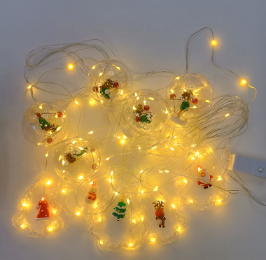 Χριστουγεννιάτικο Φωτιστικό Κουρτίνας LED 3m x 80cm Κίτρινο με Μπάλες & Δέντρα