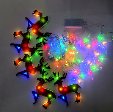 Χριστουγεννιάτικο Φωτιστικό Κουρτίνας RGB LED με Ταράνδους & Αστέρια 3m