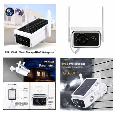 Ηλιακή Αδιάβροχη Ασύρματη Solar Wifi Camera, Full HD 1080p, με Νυχτερινή Λήψη, Ανιχνευτή Κίνηση